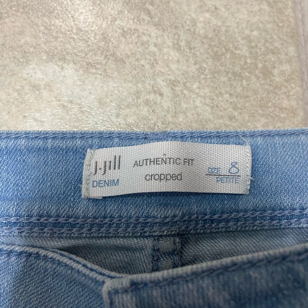 J. Jill Light Blue Wash Cuffed Authentic Fit Cropped Jeans - Picture 3 of 11